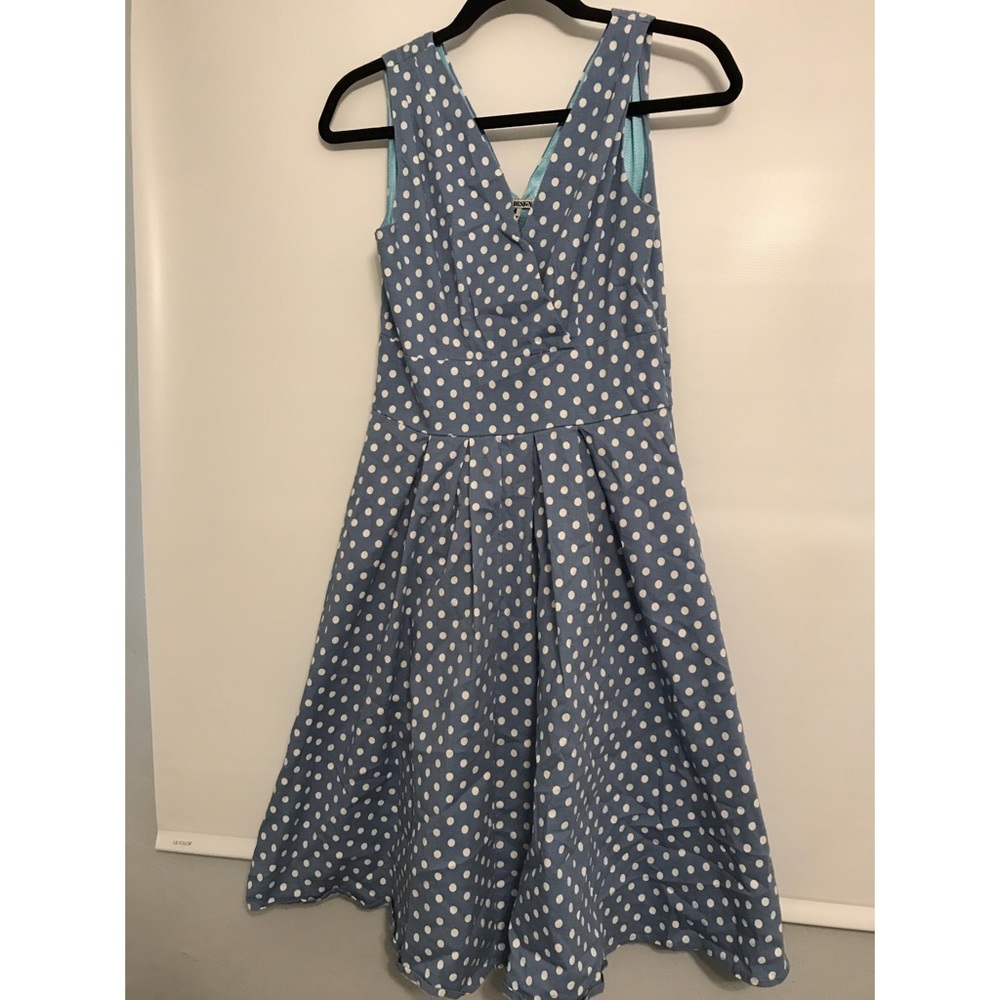 Retro Blue Polka Dot A-line Dress